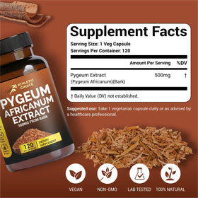 Boîte d'Athletic Choice Pygeum Africanum 500mg 120 capsules