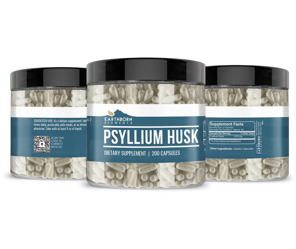 Boîte d'Earthborn Elements Psyllium Husk 200 capsules vue arrière