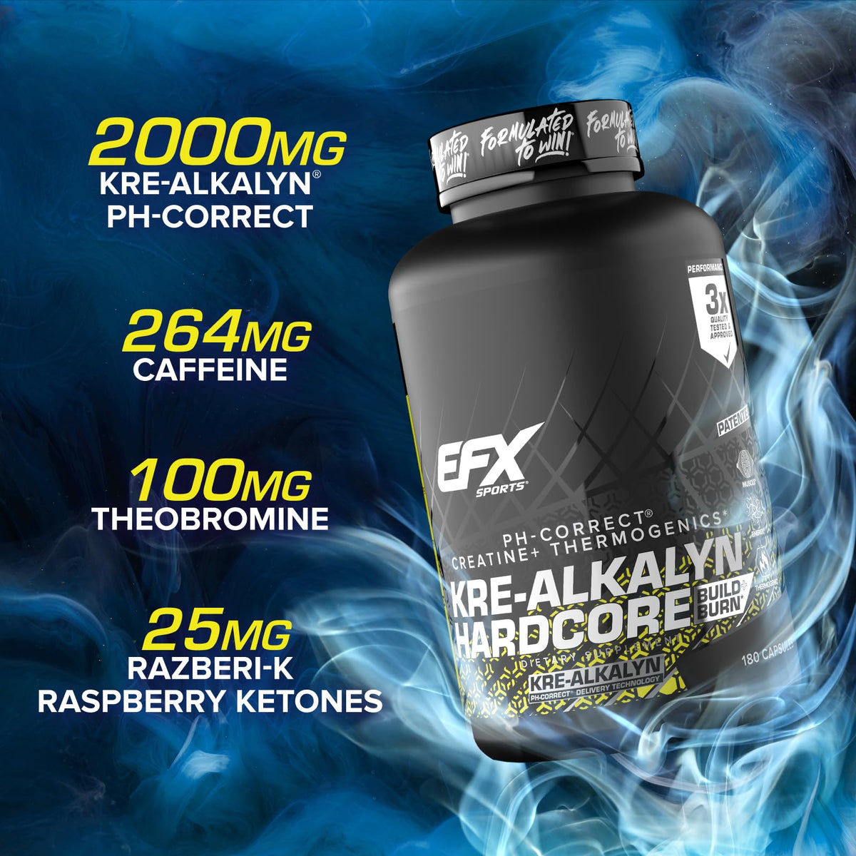 Boîte d'EFX Sports Kre-Alkalyn Hardcore avec capsules à l'intérieur