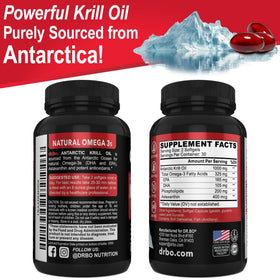 Boîte d'huile de krill DR. BO avec une étiquette claire
