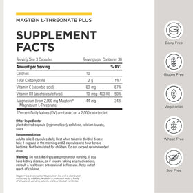 Boîte d'Integrative Therapeutics Magtein L-Threonate Plus avec capsules