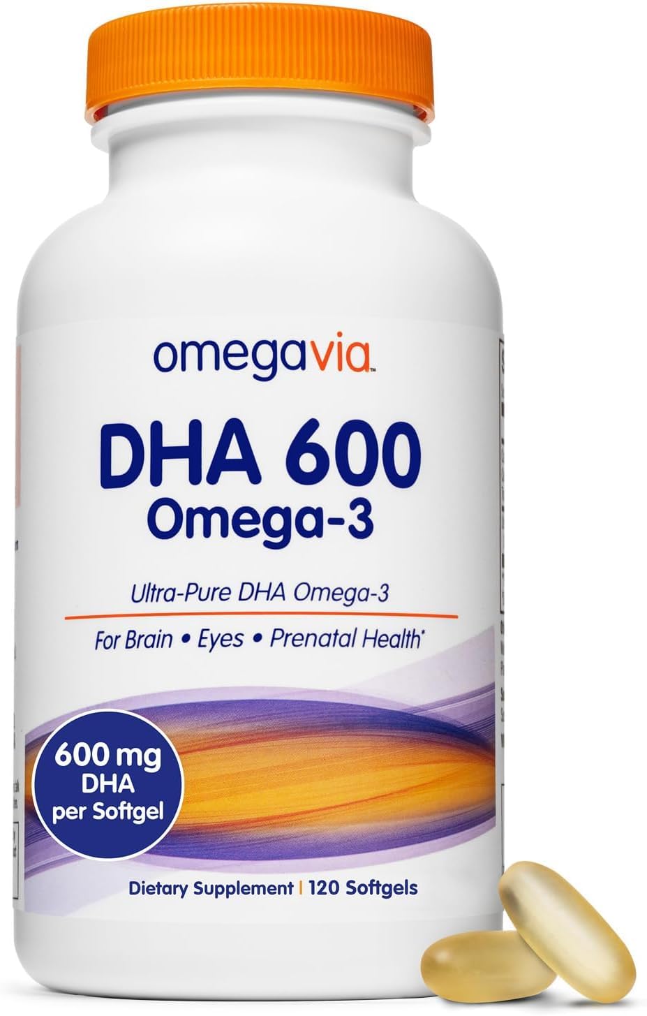 Boîte d'OmegaVia DHA 600 avec 120 capsules molles