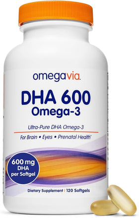 Boîte d'OmegaVia DHA 600 avec 120 capsules molles