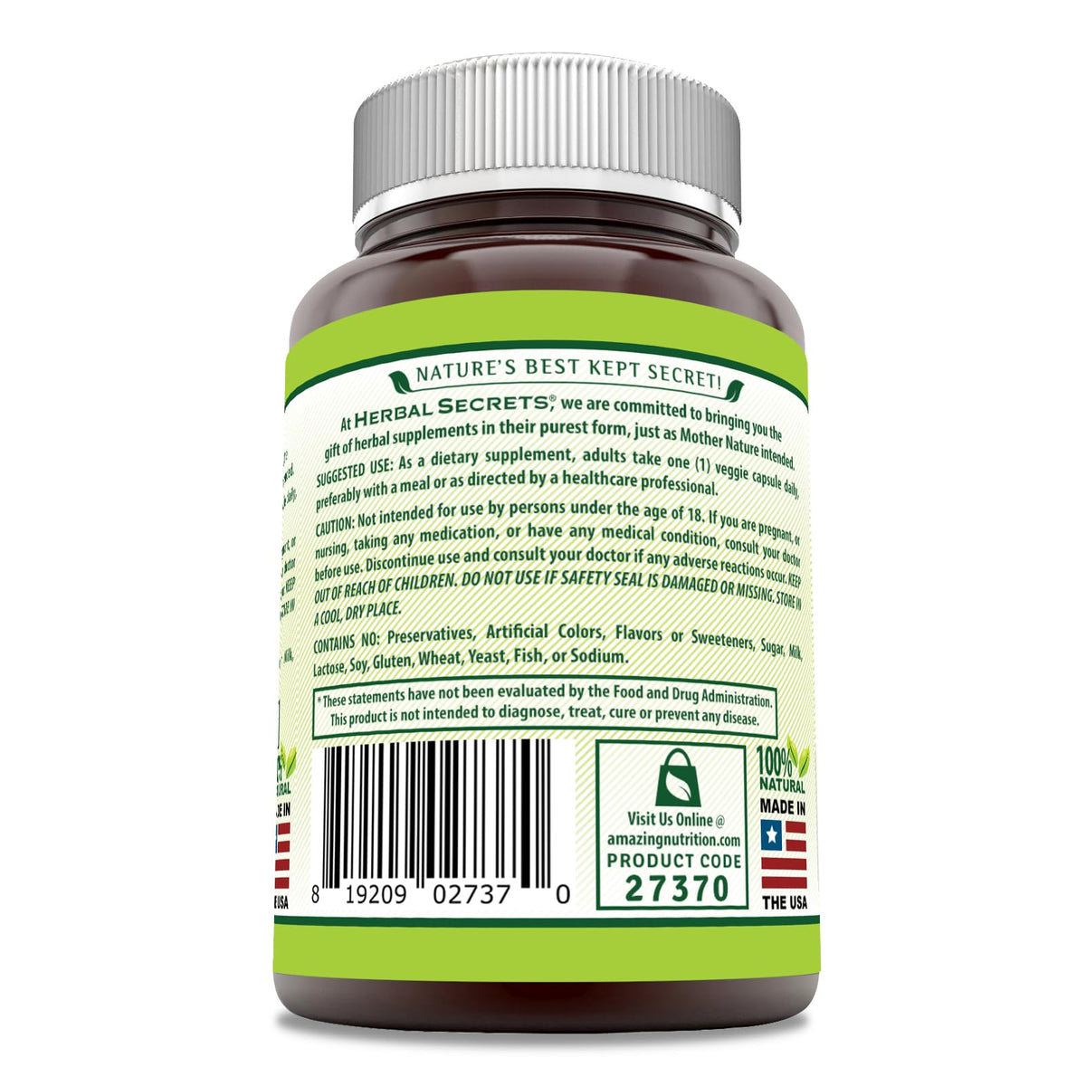 Boîte de 120 capsules Herbal Secrets vue de dessus
