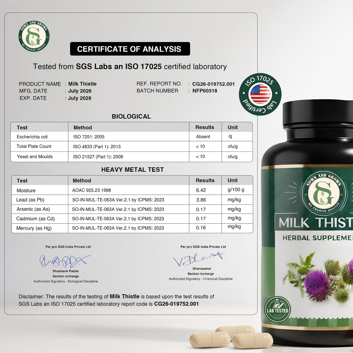 Boîte de 120 capsules végétales Chardon-Marie Sownandgrown