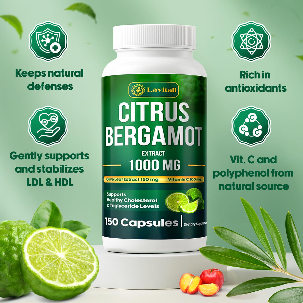 Boîte de 150 capsules végétales d'extrait de Bergamot Citrus