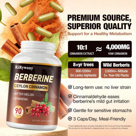 Boîte de 180 capsules de Berbérine RiRywony Health avec étiquette