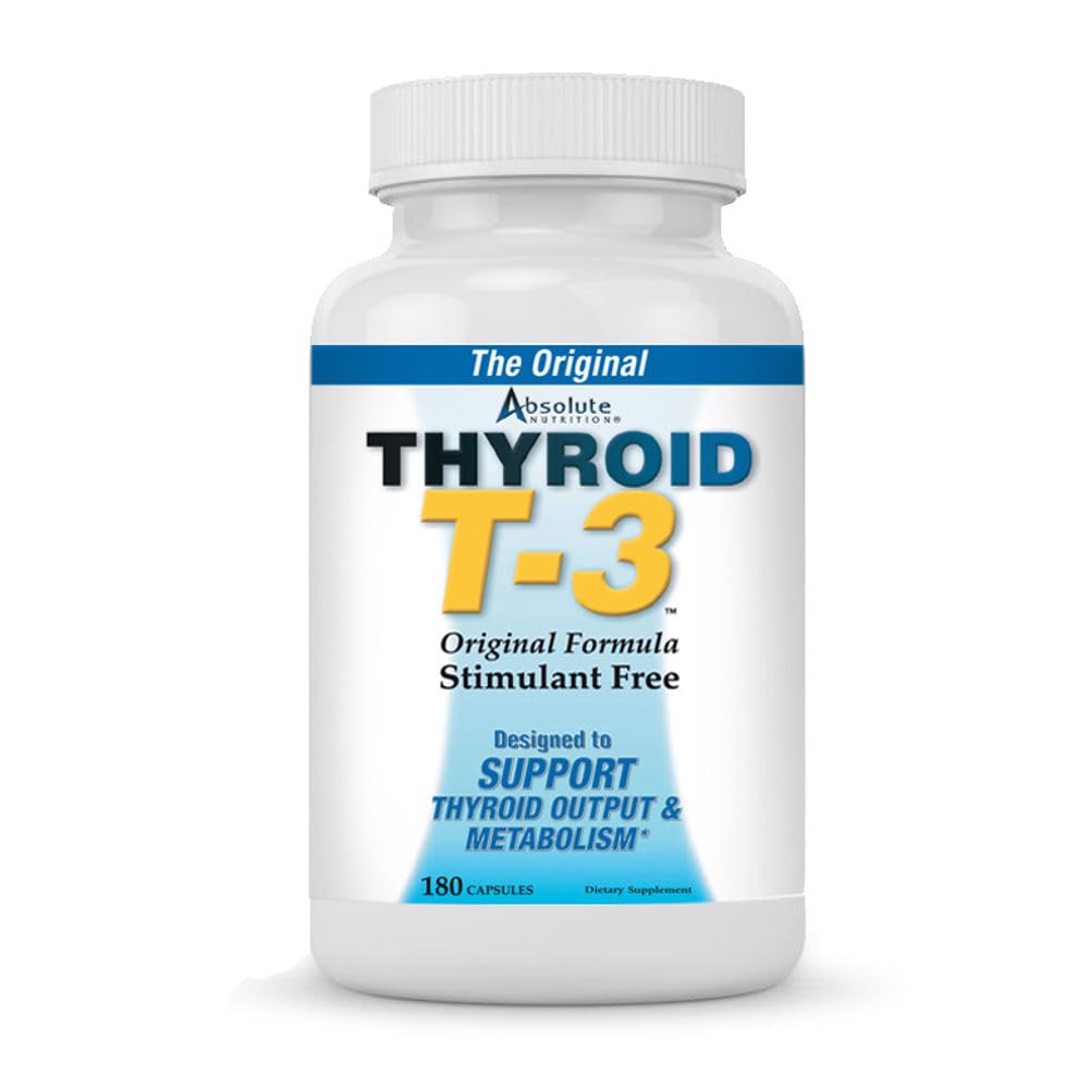 Boîte de 180 capsules de Thyroid T-3 d'Absolute Nutrition vue de face