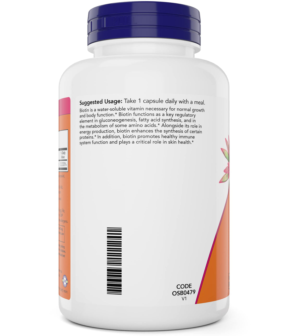 Boîte de 200 capsules de biotine NOW Foods
