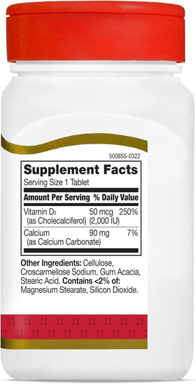 Boîte de 21st Century Vitamine D3 2000 UI avec informations nutritionnelles