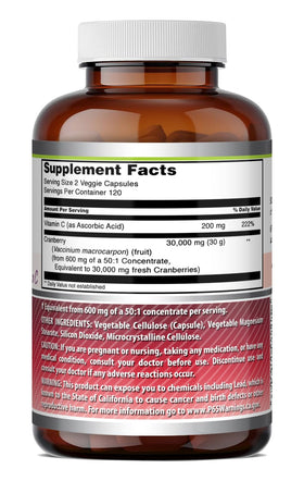 Boîte de 240 capsules de cranberry Amazing Nutrition, vue d'ensemble