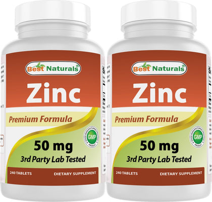 Boîte de 240 tablettes de Zinc Gluconate 50mg Best Naturals