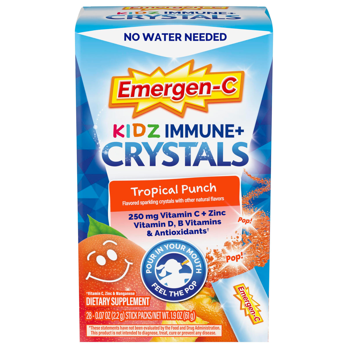 Boîte de 28 sachets Emergen-C Kidz Crystals saveur Tropical Punch
