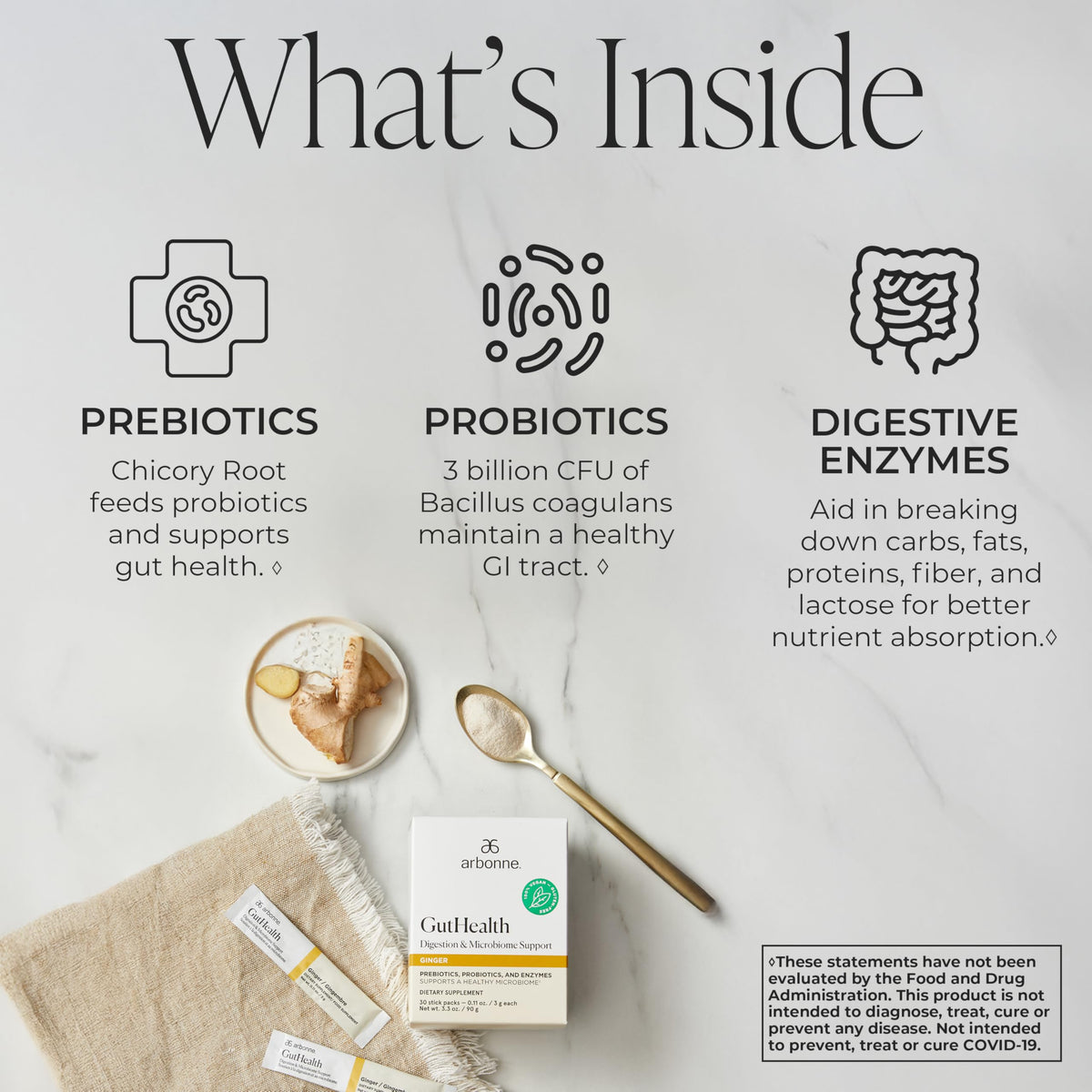 Boîte de 30 sachets de mélange probiotique Arbonne GutHealth