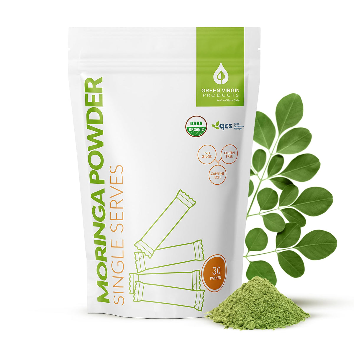 Boîte de 30 sachets de poudre de moringa bio Green Virgin Products