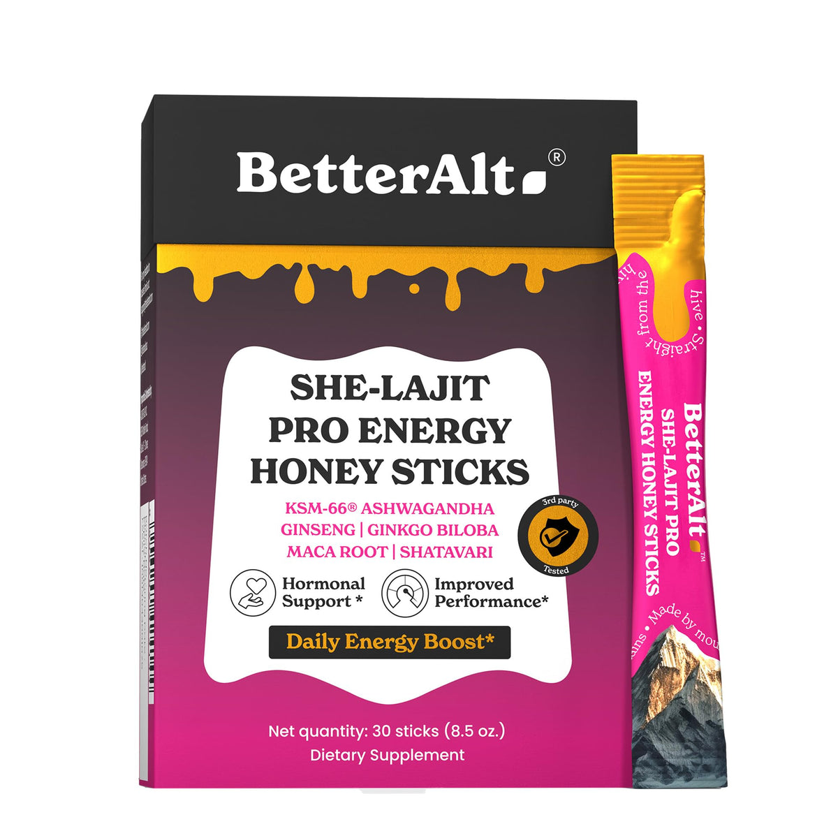 Boîte de 30 sticks de miel Better Alt She-Lajit Pro Energy