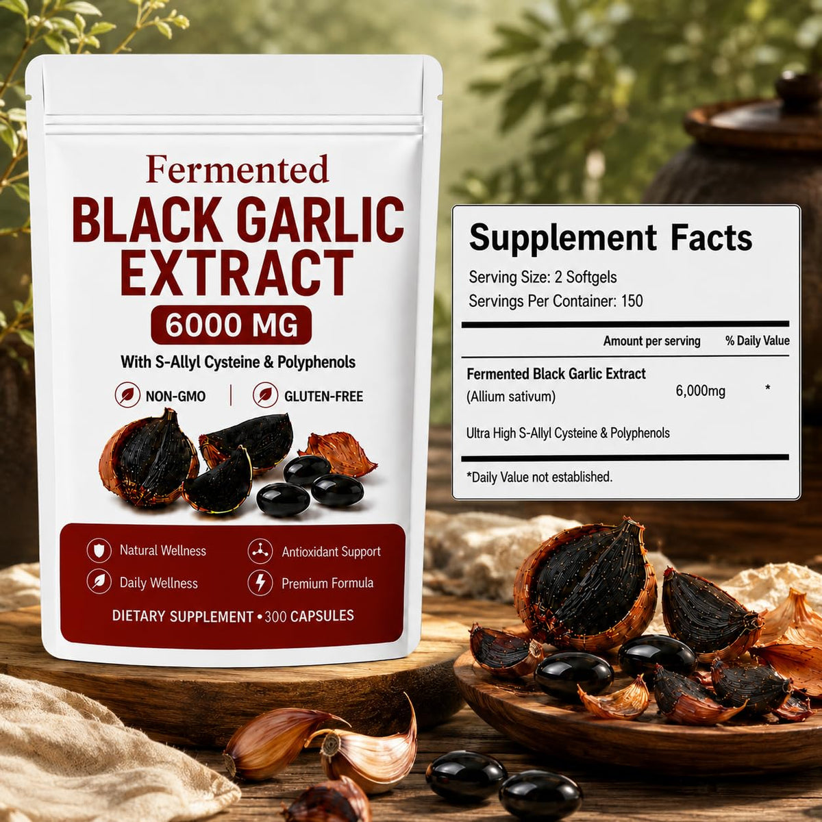 Boîte de 300 gélules d'extrait de ail noir fermenté LANZF