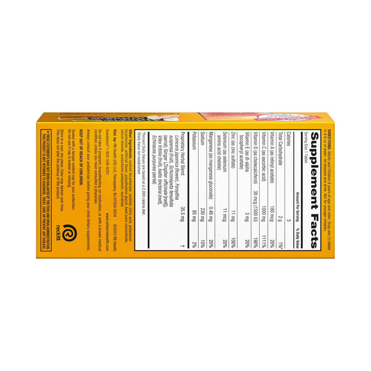 Boîte de 36 tablettes Airborne avec étiquette