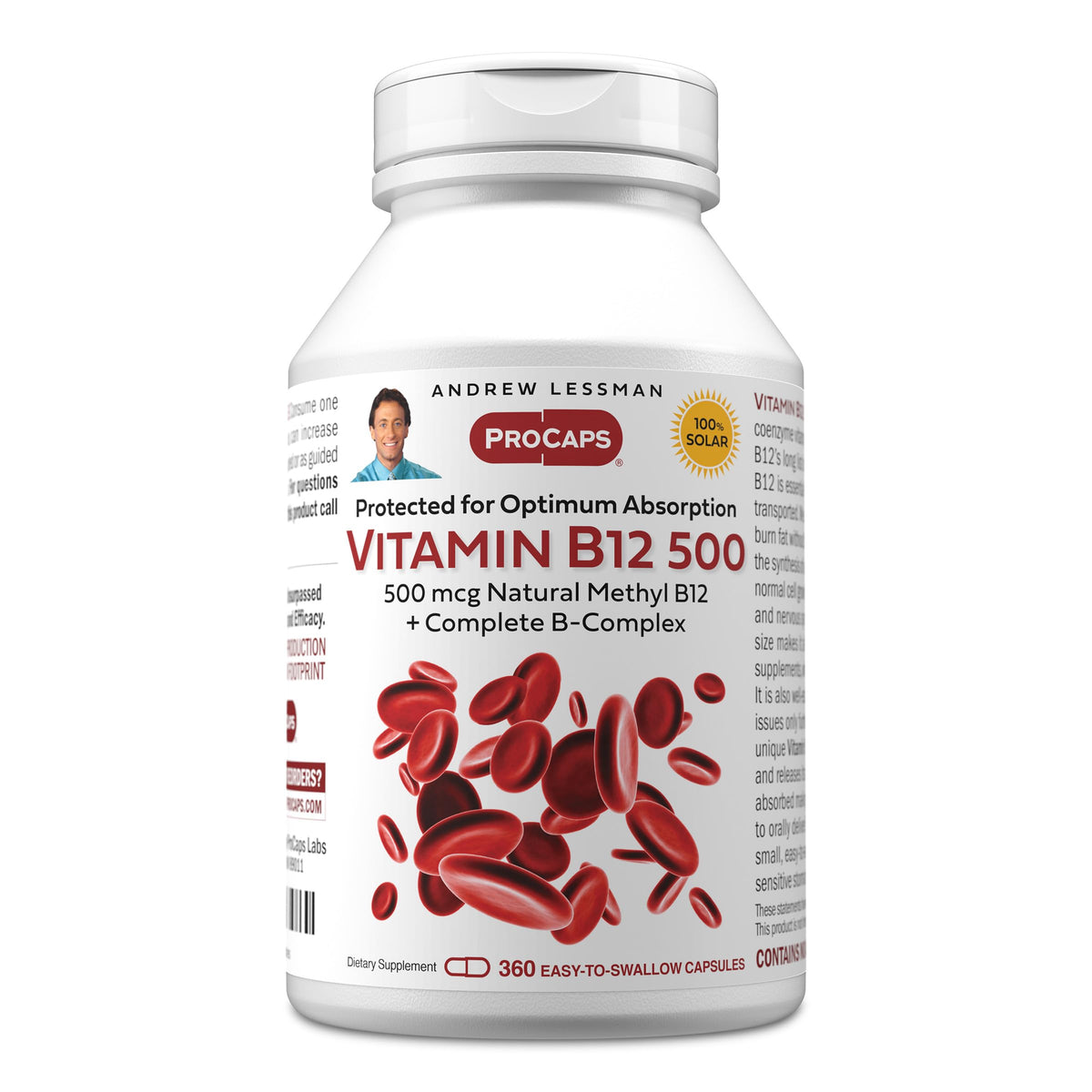 Boîte de 360 capsules de Vitamine B12 500 mcg d'ANDREW LESSMAN