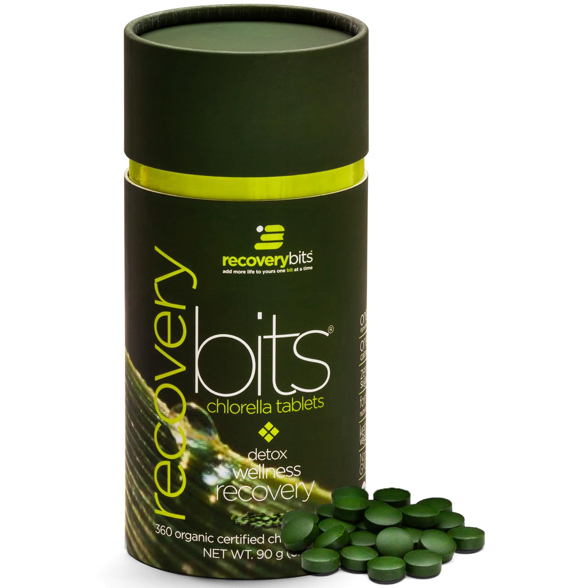 Boîte de 360 tablettes de chlorella bio ENERGYBITS vue de face