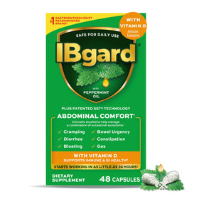 Boîte de 48 capsules IBgard avec huile de menthe poivrée et vitamine D