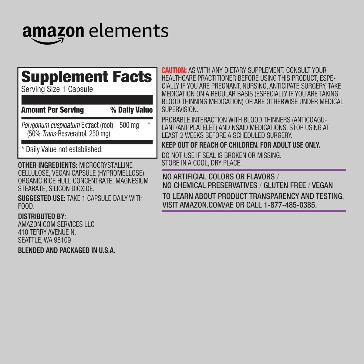 Boîte de 60 capsules de Trans-Resvératrol Elements, emballage