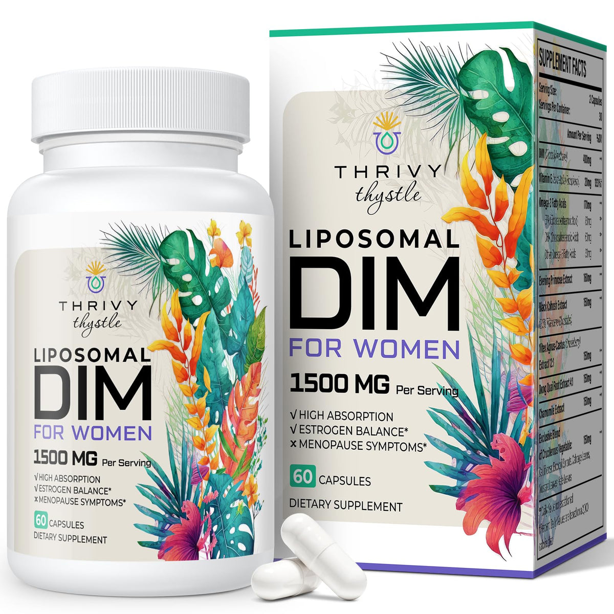 Boîte de 60 capsules DIM 400 mg de ThrivyThystle vue de face