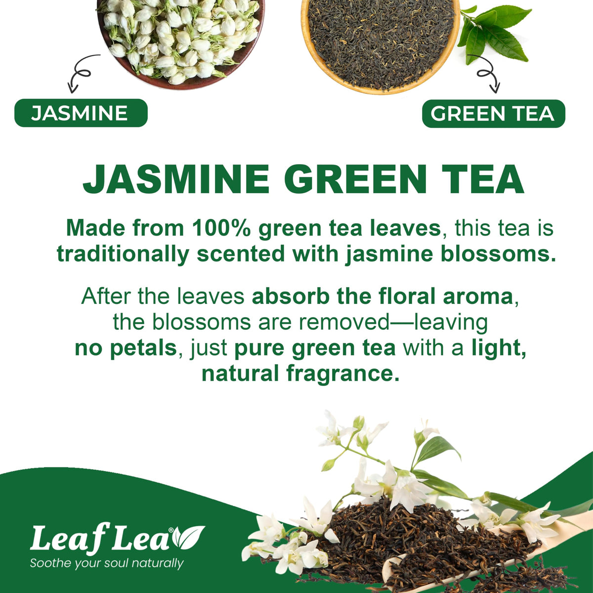 Boîte de 80 sachets de thé vert jasmin LeafLea