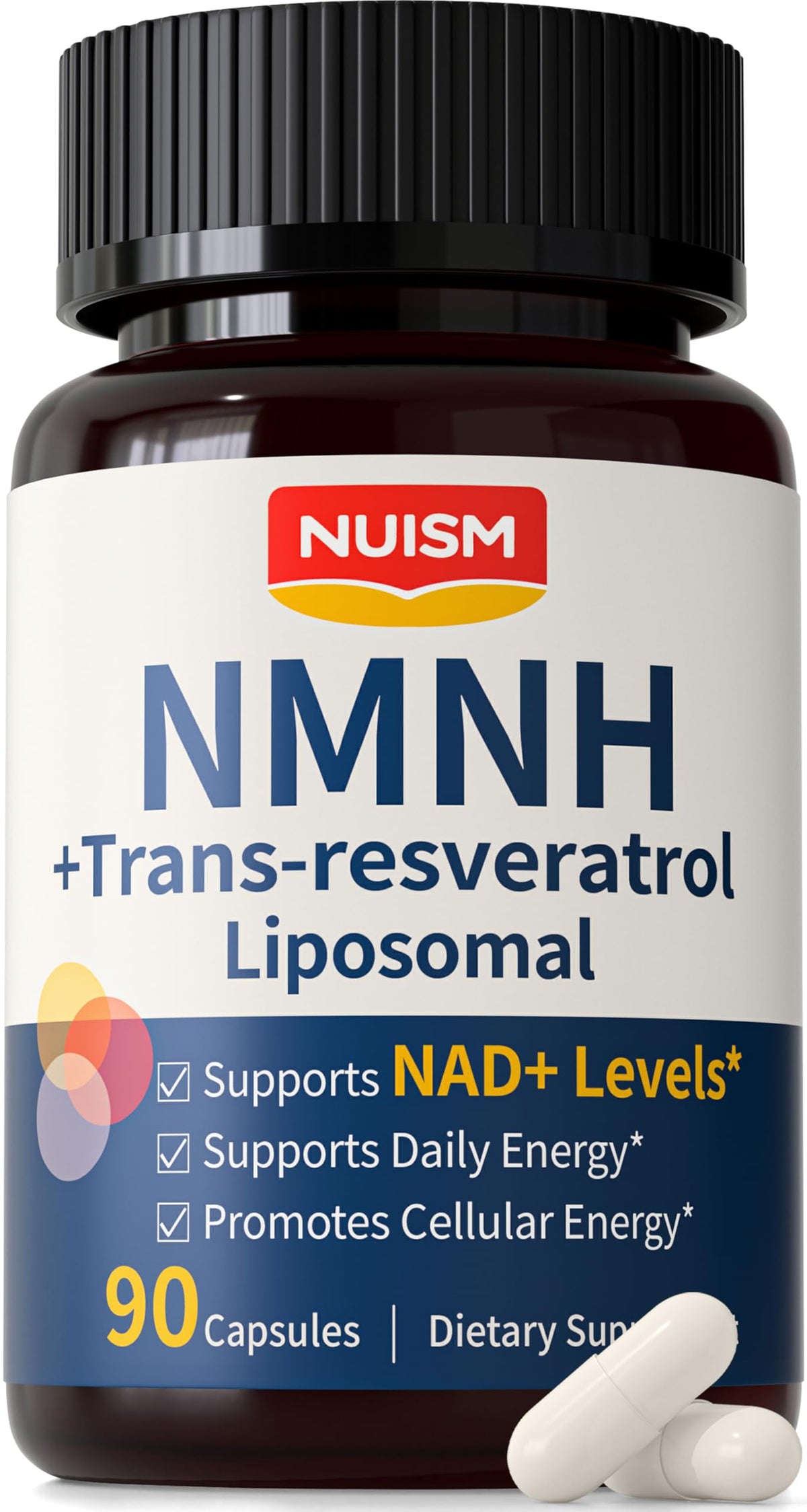 Boîte de 90 capsules de NUISM NMNH NAD+ 600mg avec Resvératrol