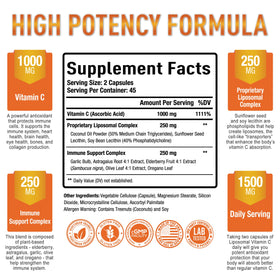Boîte de 90 capsules de Vitamine C Liposomal Purely Optimal - vue de côté