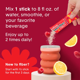 Boîte de Bellway Super Fiber + Fruit montrant le nombre de sachets