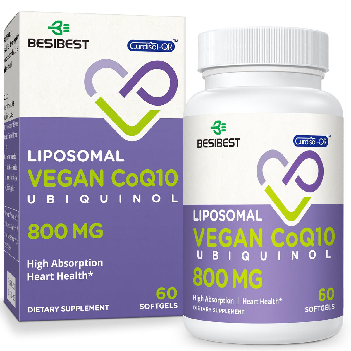 Boîte de Besibest Ubiquinol CoQ10 800 MG 60 gélules végétales