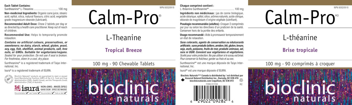 Boîte de Bioclinic Naturals Calm Pro avec des comprimés à côté