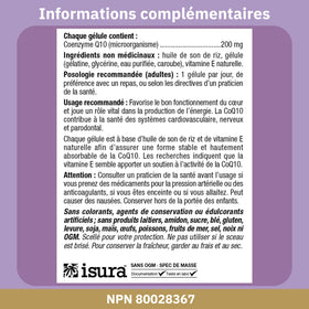 Boîte de Bioclinic Naturals CoQ10 200 mg avec informations nutritionnelles