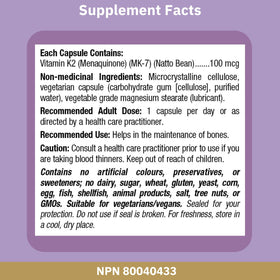 Boîte de Bioclinic Naturals Vitamine K2 100 mcg gélules