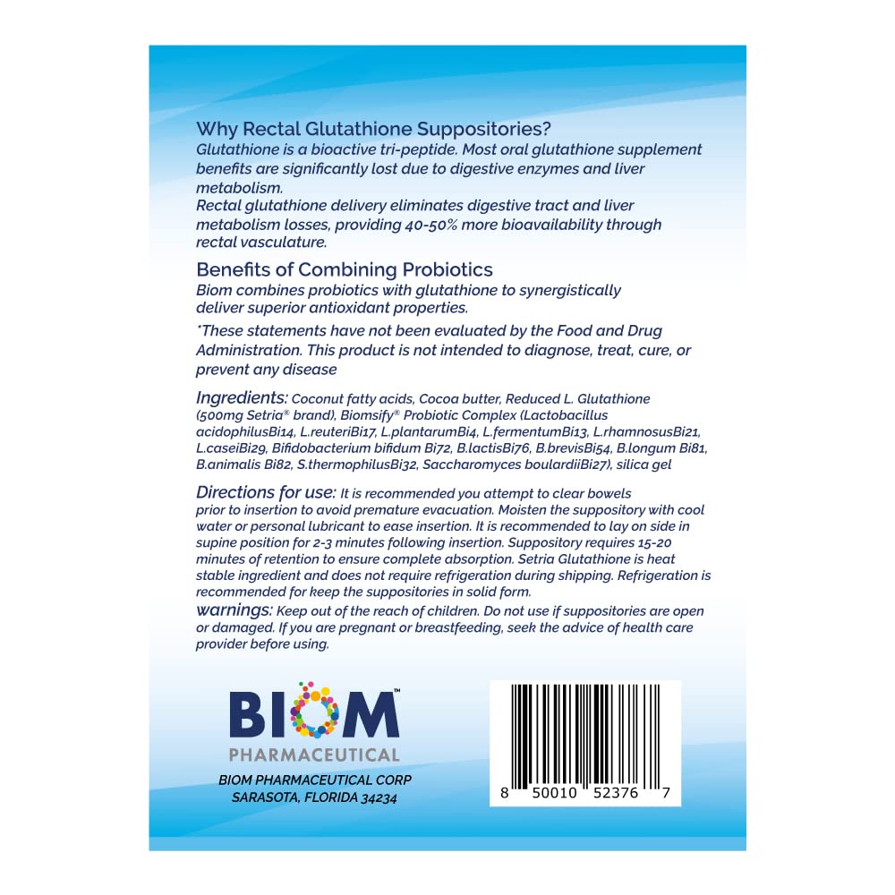 Boîte de Biom Probiotics avec suppositoires de L-Glutathione réduit