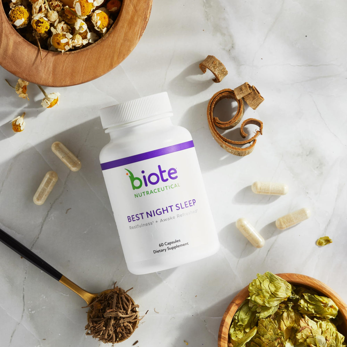 Boîte de Biote Complément Alimentaire Sommeil 60 Capsules