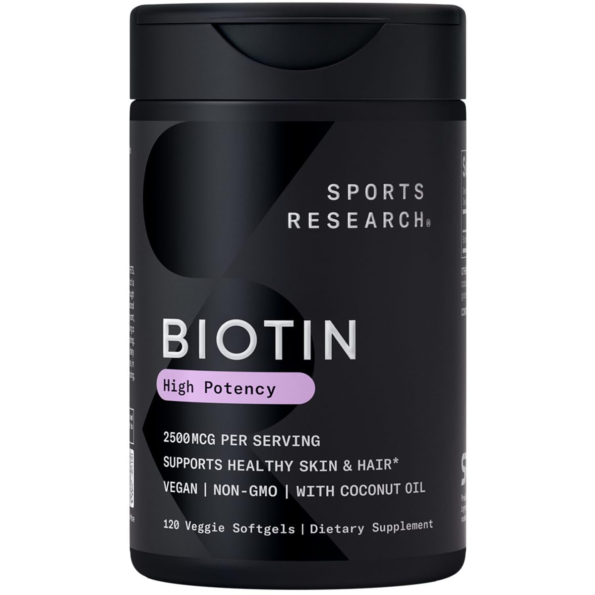 Boîte de Biotine 2500 mcg Sports Research vue de face