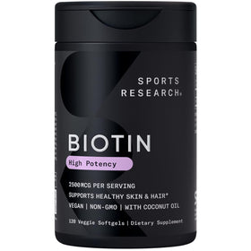 Boîte de Biotine 2500 mcg Sports Research vue de face