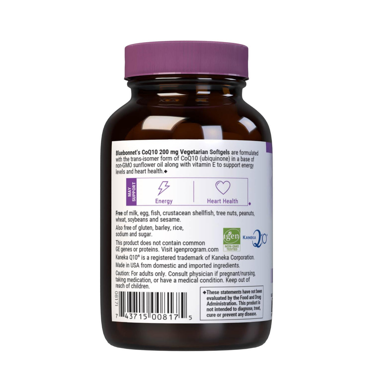 Boîte de BlueBonnet CoQ-10 200 mg contenant 30 gélules