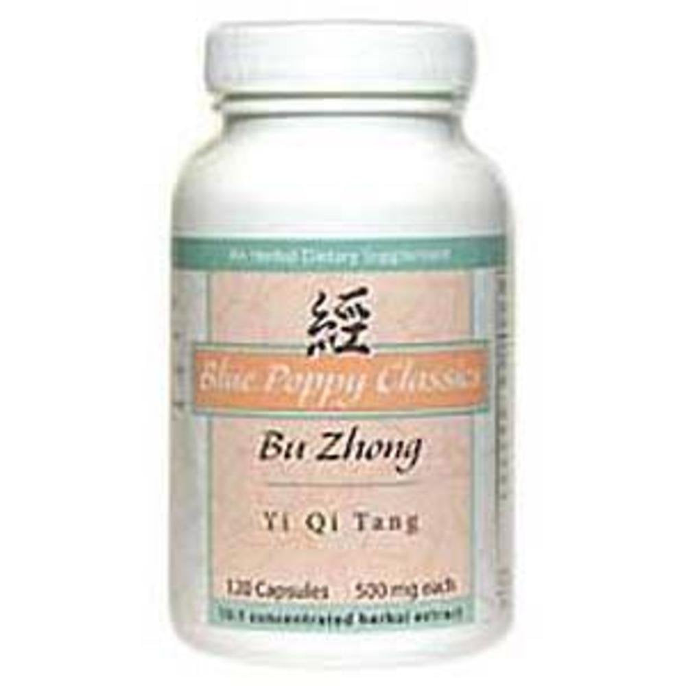 Boîte de Bu Zhong Yi Qi Tang 120 capsules de Blue Poppy vue de face