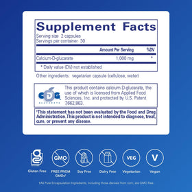 Boîte de Calcium-D-Glucarate Pure Encapsulations avec étiquette