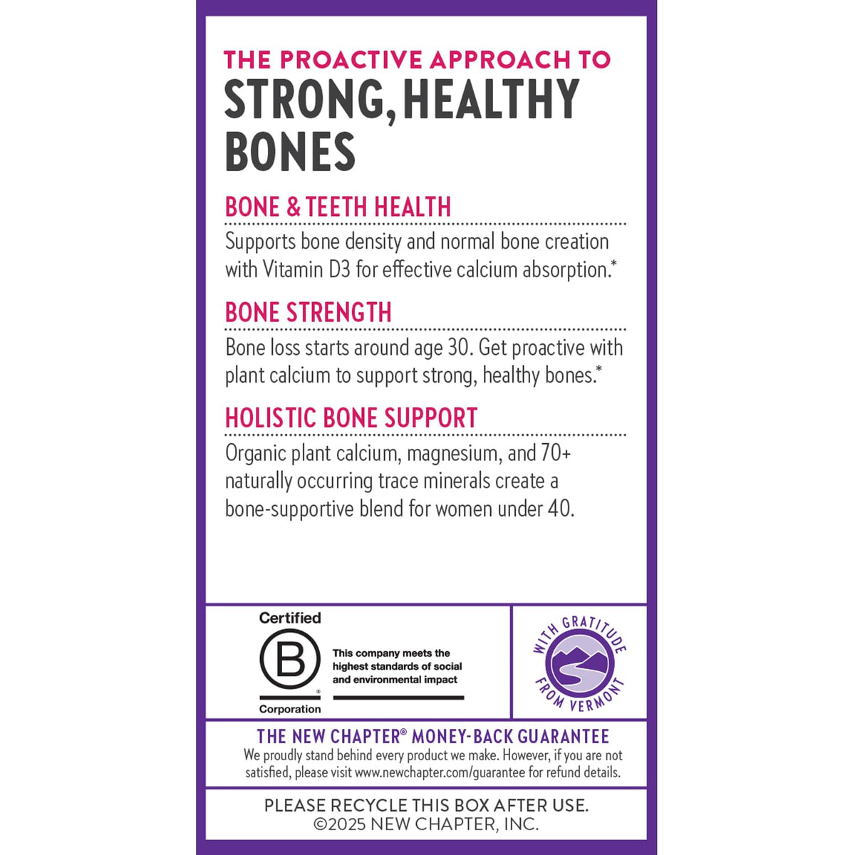 Boîte de Calcium Végétal Bio pour Femmes, vue de côté