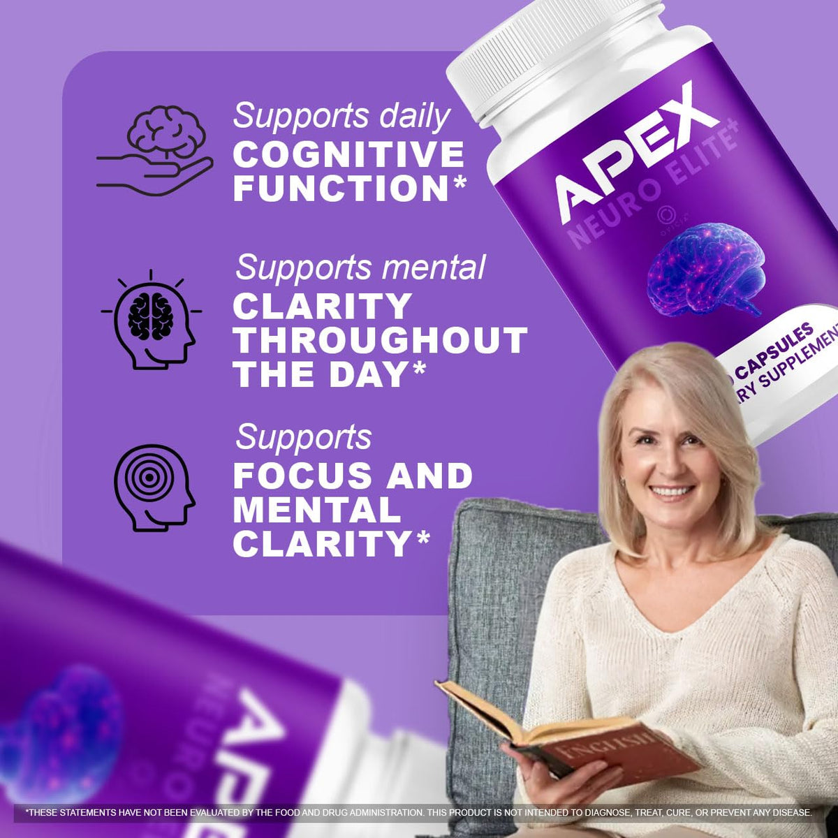 Boîte de capsules Apex Neuro Elite montrant la composition