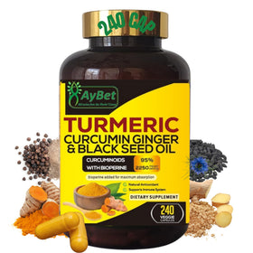 Boîte de capsules AyBet Curcuma Gingembre Huile de Cumin Noir vue de face