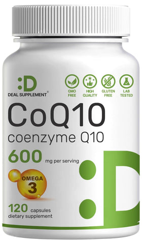 Boîte de capsules CoQ10 600mg avec Omega 3 100mg DEAL SUPPLEMENT