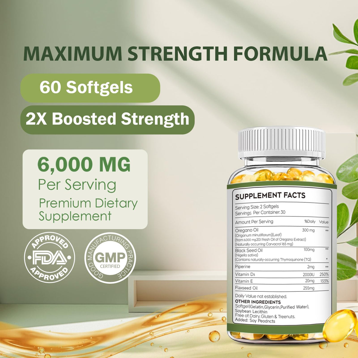 Boîte de capsules d'huile d'origan Mamanana avec étiquette