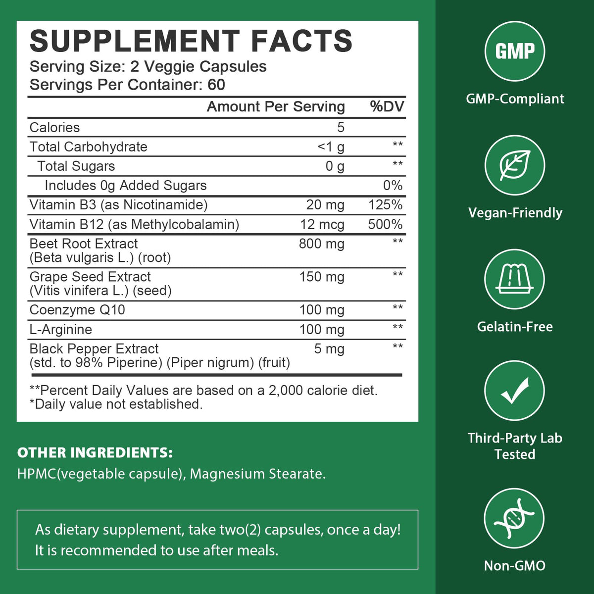 Boîte de Capsules de Betterave JIANKYTZ avec ingrédients listés