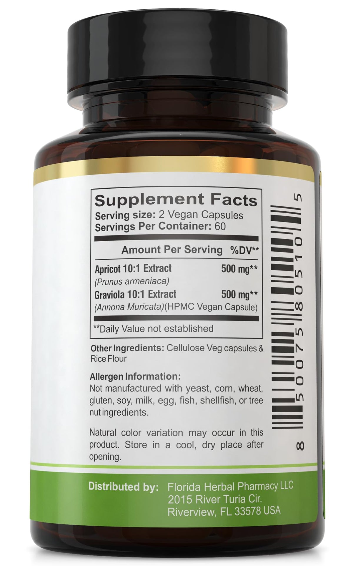 Boîte de capsules de Graviola Abricot Florida Herbal Pharmacy