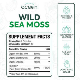 Boîte de capsules de mousse de mer Organics Ocean avec étiquette